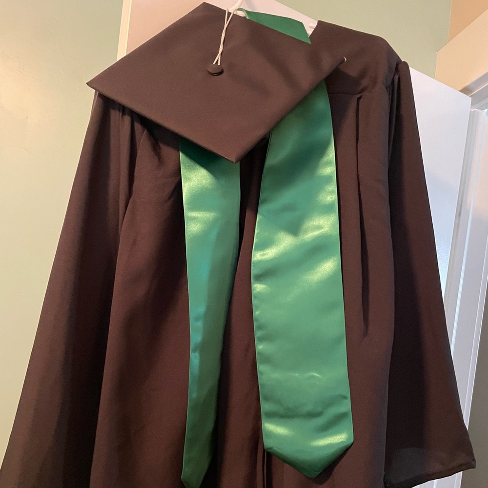 Cap and gown. Black